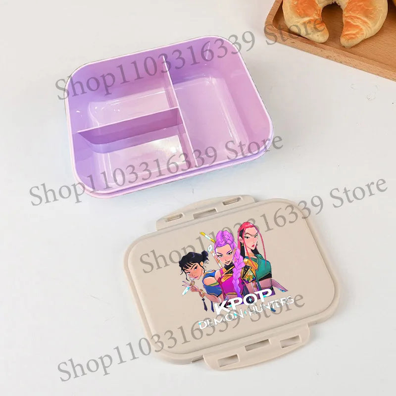 KPop Demon Hunters Lunch Box Cool Girls Portable Bento Box Anime Food Container Available Microwave Heat Kids Toast Boxes Gifts