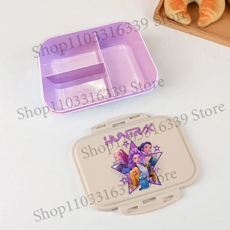KPop Demon Hunters Lunch Box Cool Girls Portable Bento Box Anime Food Container Available Microwave Heat Kids Toast Boxes Gifts
