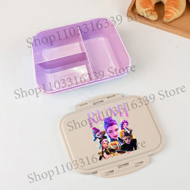 KPop Demon Hunters Lunch Box Cool Girls Portable Bento Box Anime Food Container Available Microwave Heat Kids Toast Boxes Gifts