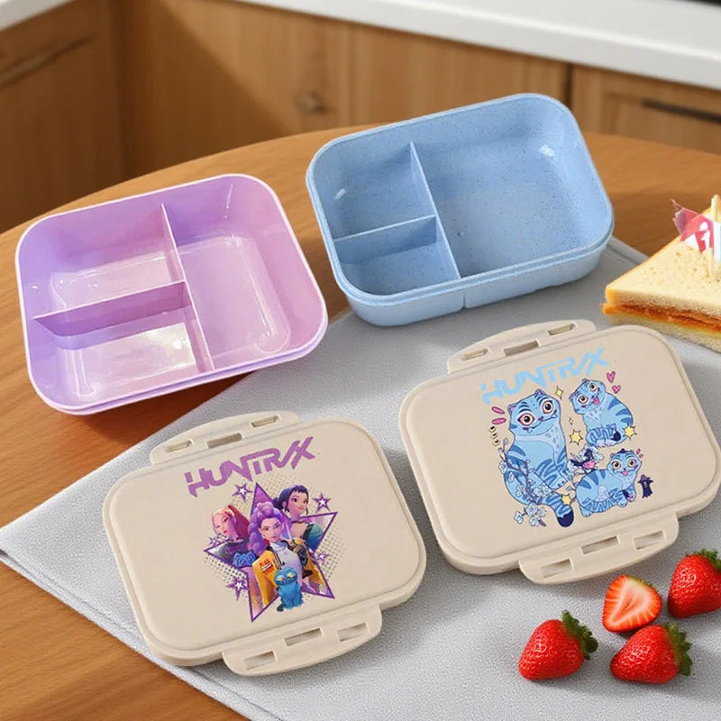KPop Demon Hunters Lunch Box Cool Girls Portable Bento Box Anime Food Container Available Microwave Heat Kids Toast Boxes Gifts