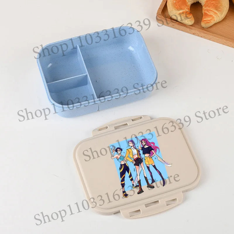 KPop Demon Hunters Lunch Box Cool Girls Portable Bento Box Anime Food Container Available Microwave Heat Kids Toast Boxes Gifts