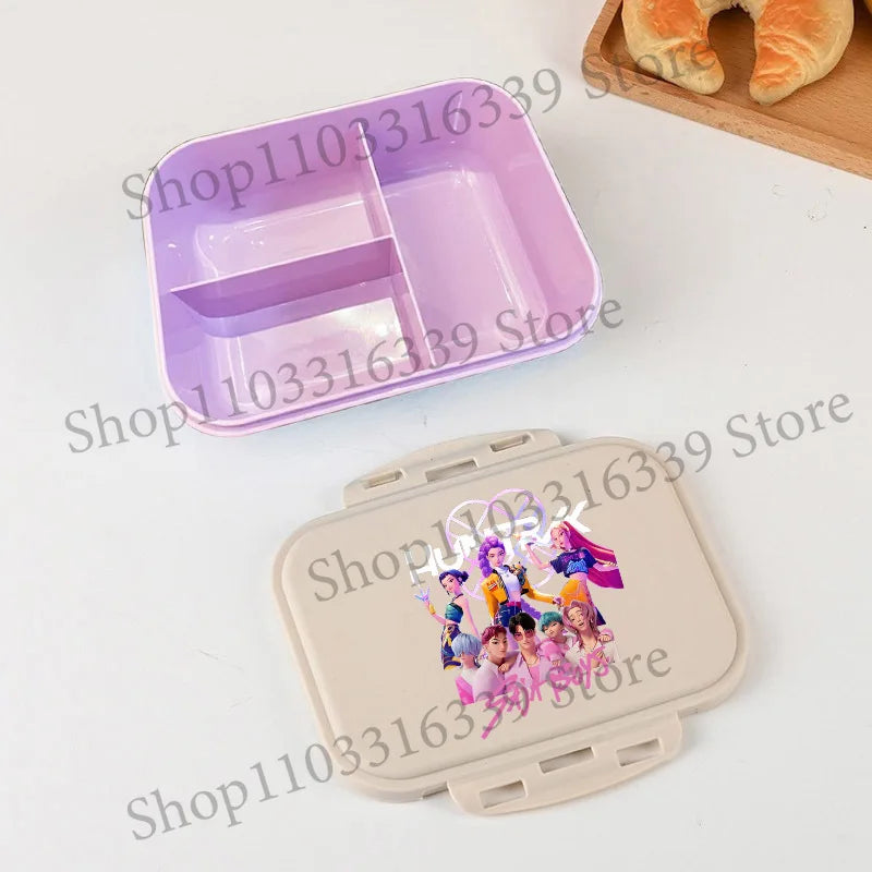 KPop Demon Hunters Lunch Box Cool Girls Portable Bento Box Anime Food Container Available Microwave Heat Kids Toast Boxes Gifts