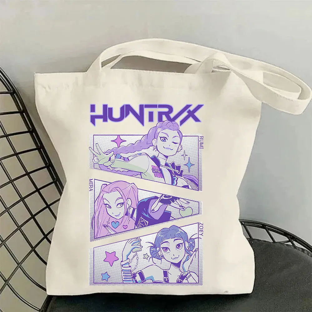 2025 Movie KPop Demon Hunters Canvas Bag Shopping Canvas Shopping Tote Bag Fashion Shopping Bag