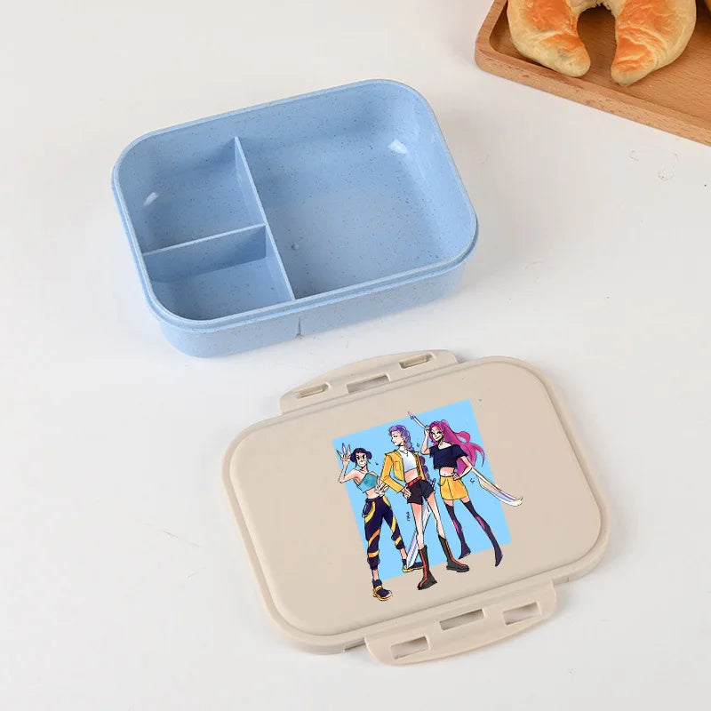 KPop Demon Hunters Lunch Box Cool Girls Portable Bento Box Anime Food Container Available Microwave Heat Kids Toast Boxes Gifts