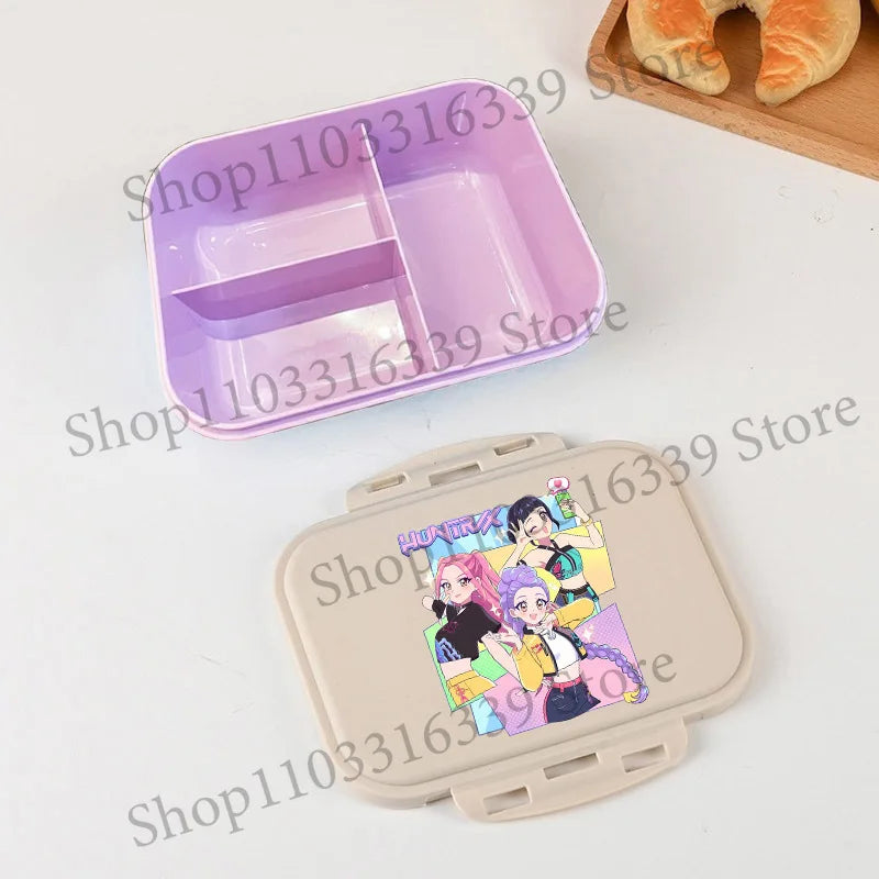 KPop Demon Hunters Lunch Box Cool Girls Portable Bento Box Anime Food Container Available Microwave Heat Kids Toast Boxes Gifts