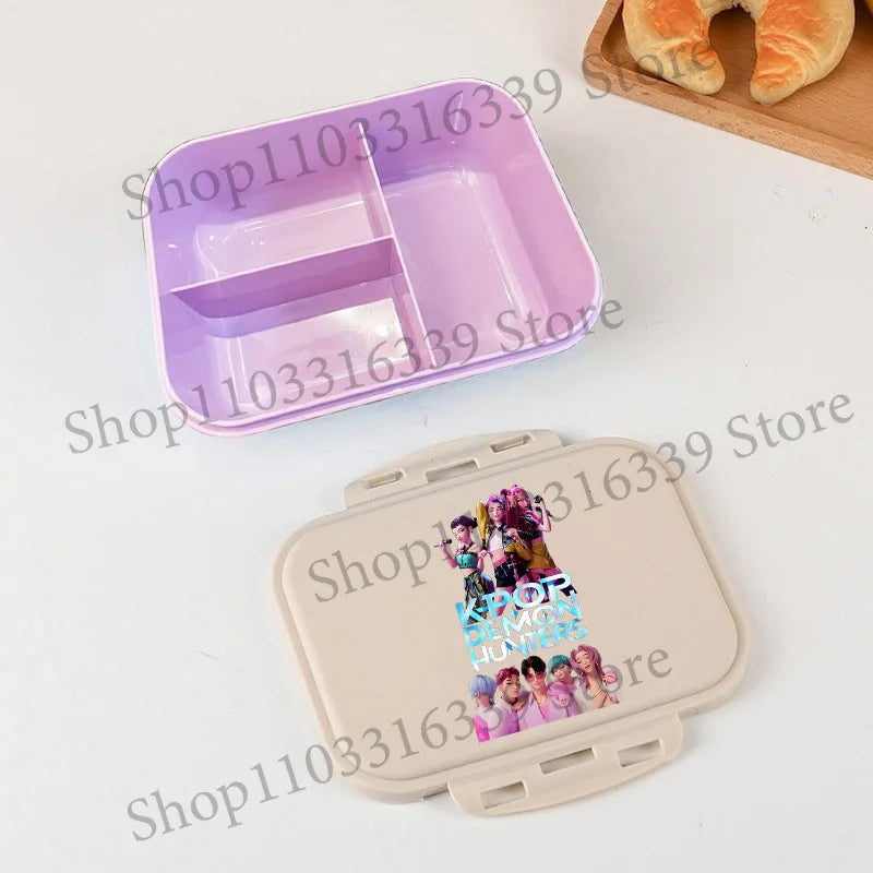 KPop Demon Hunters Lunch Box Cool Girls Portable Bento Box Anime Food Container Available Microwave Heat Kids Toast Boxes Gifts