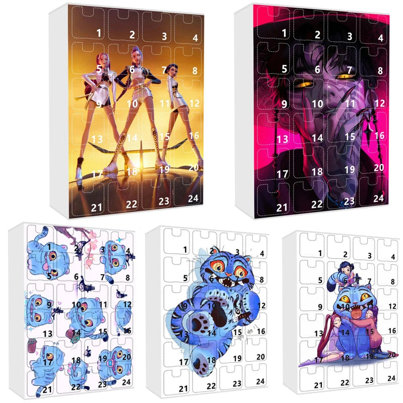 KPop Demon Hunters Advent Calendar Anime Doll Christmas Atmosphere Decorative Gifts New Year 24 Days Countdown Surprise Box Gift