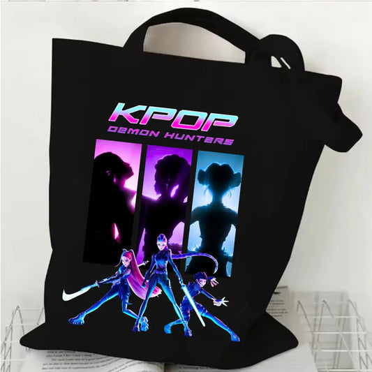 2025 Movie KPop Demon Hunters Canvas Bag Shopping Canvas Shopping Tote Bag Fashion Shopping Bag