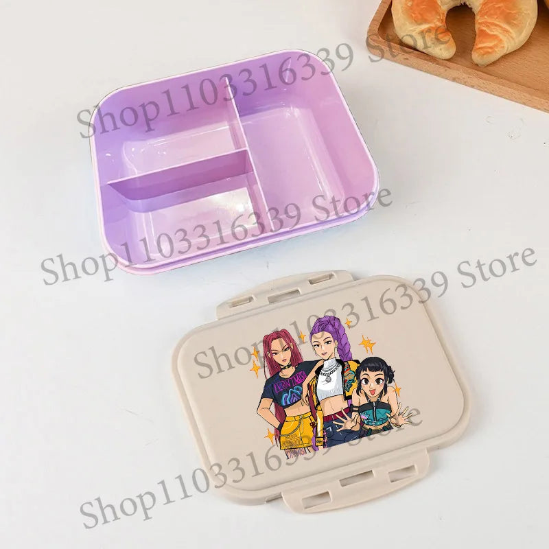 KPop Demon Hunters Lunch Box Cool Girls Portable Bento Box Anime Food Container Available Microwave Heat Kids Toast Boxes Gifts
