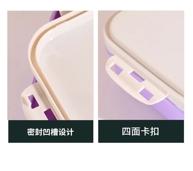 Kpop Demon Hunters Lunch Box for Boy Girl Cute Mira Zoey Jinu Portable Plastic Bento Box with Dinnerware Food Fruit Container