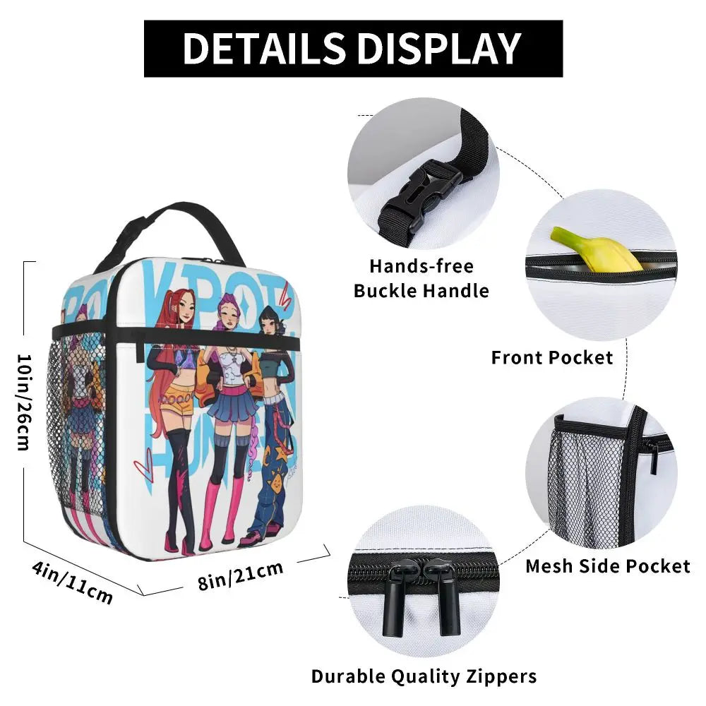 Lunch Boxes KPop Demon Hunters Huntrix Merch Storage Food Box Fashion Cooler Thermal Lunch Box For School