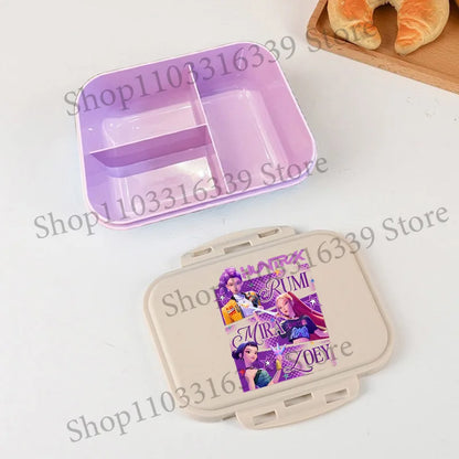 KPop Demon Hunters Lunch Box Cool Girls Portable Bento Box Anime Food Container Available Microwave Heat Kids Toast Boxes Gifts