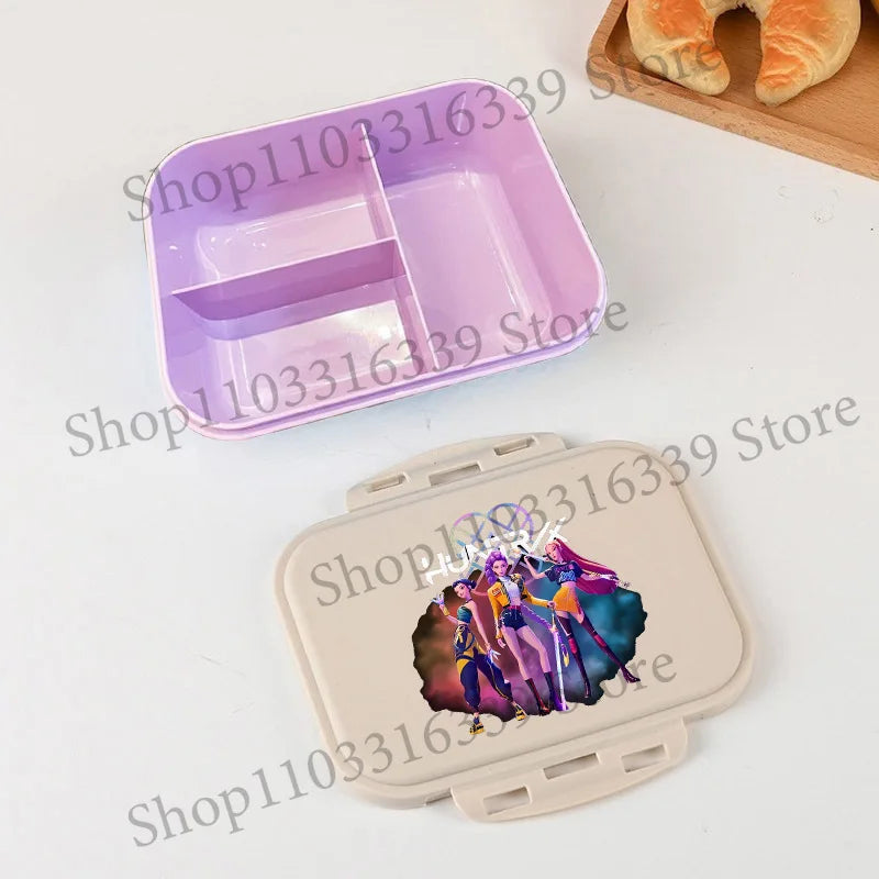 KPop Demon Hunters Lunch Box Cool Girls Portable Bento Box Anime Food Container Available Microwave Heat Kids Toast Boxes Gifts