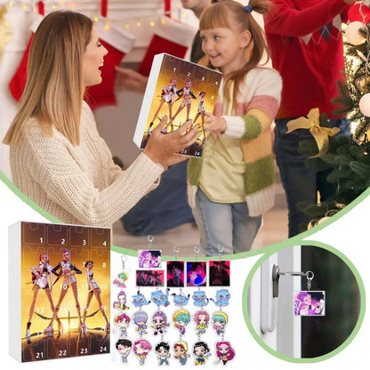 KPop Demon Hunters Advent Calendar Anime Doll Christmas Atmosphere Decorative Gifts New Year 24 Days Countdown Surprise Box Gift