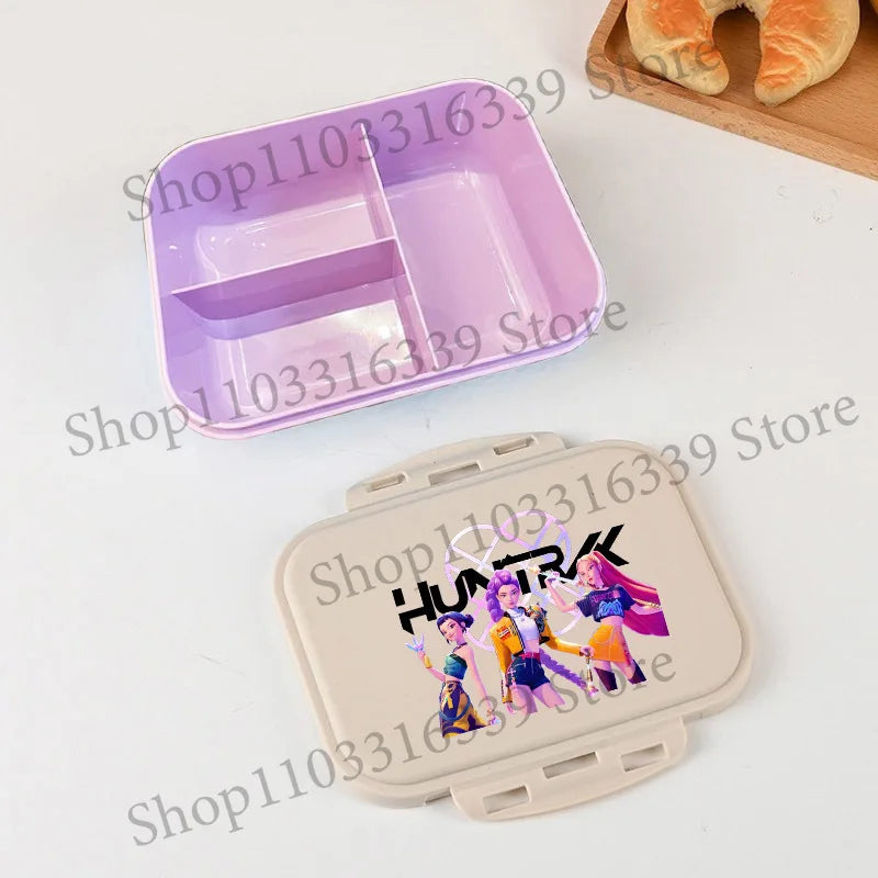 KPop Demon Hunters Lunch Box Cool Girls Portable Bento Box Anime Food Container Available Microwave Heat Kids Toast Boxes Gifts