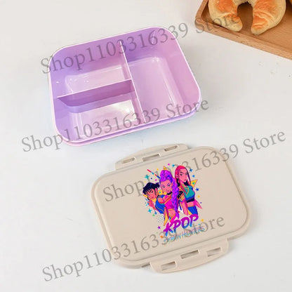 KPop Demon Hunters Lunch Box Cool Girls Portable Bento Box Anime Food Container Available Microwave Heat Kids Toast Boxes Gifts