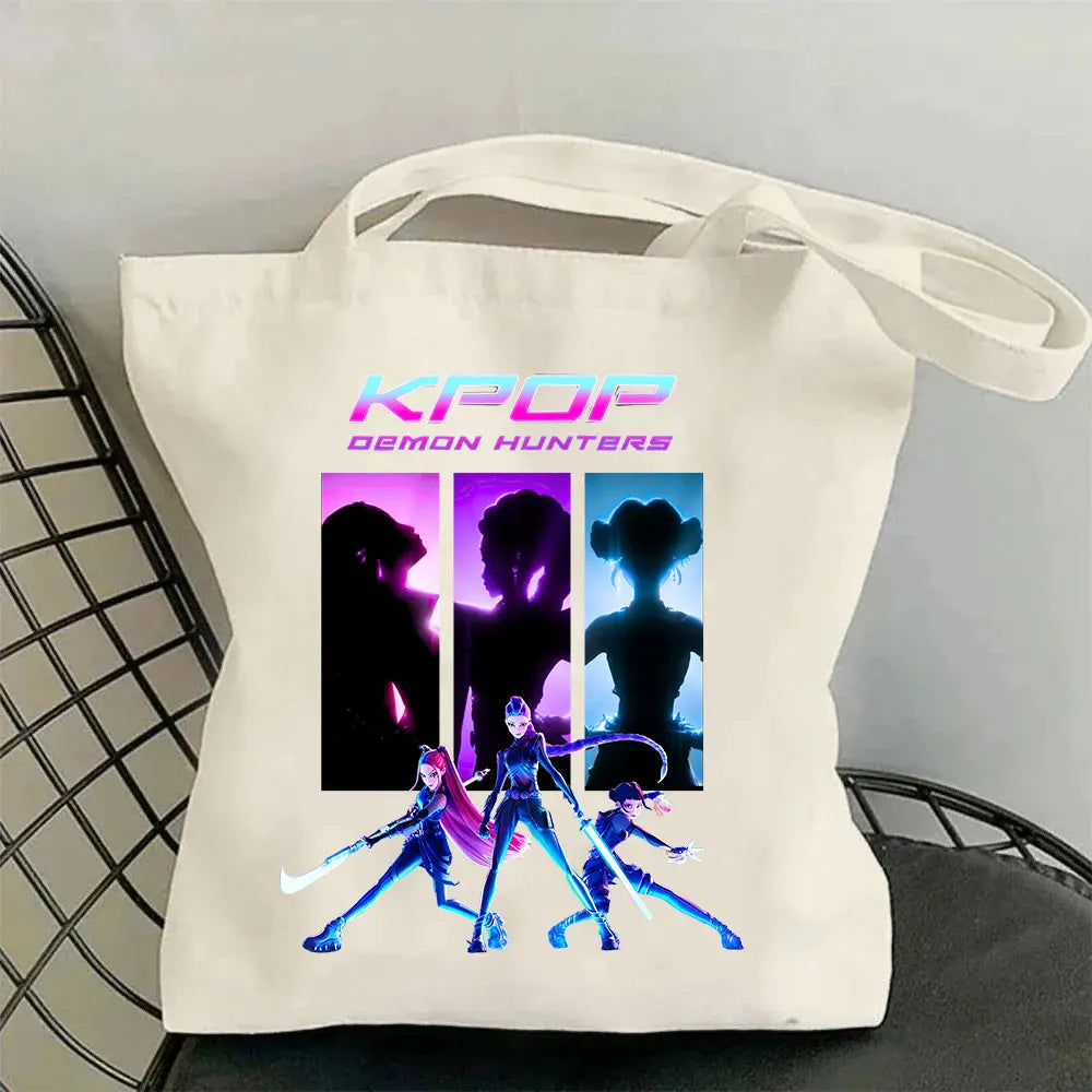 2025 Movie KPop Demon Hunters Canvas Bag Shopping Canvas Shopping Tote Bag Fashion Shopping Bag