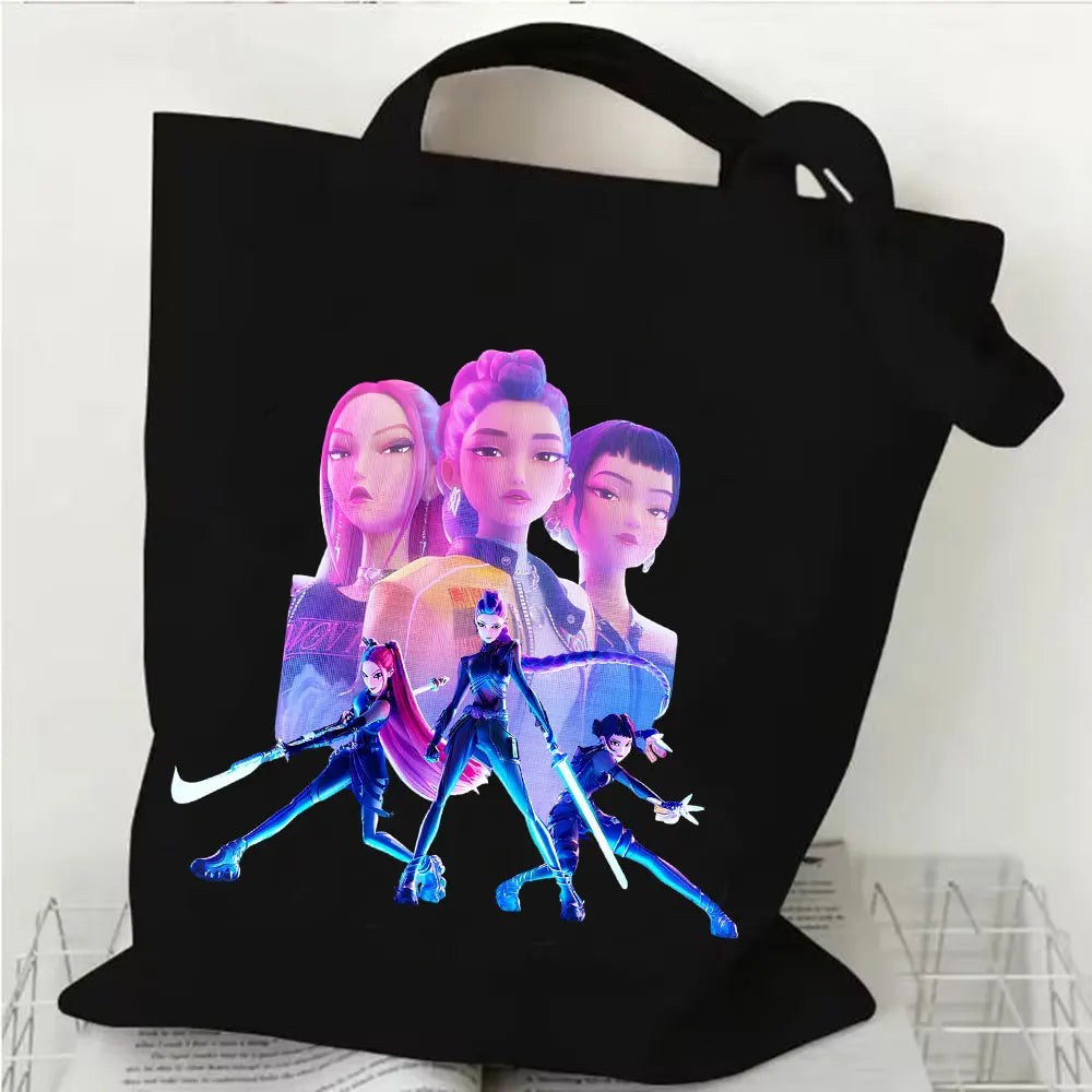 2025 Movie KPop Demon Hunters Canvas Bag Shopping Canvas Shopping Tote Bag Fashion Shopping Bag