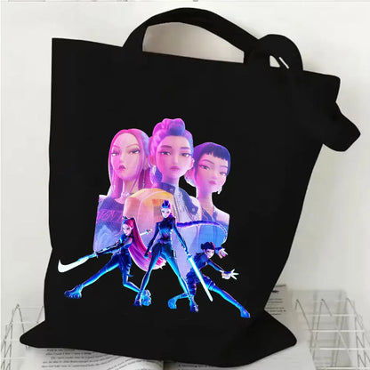 2025 Movie KPop Demon Hunters Canvas Bag Shopping Canvas Shopping Tote Bag Fashion Shopping Bag