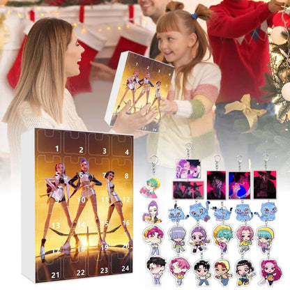 KPop Demon Hunters Advent Calendar Anime Doll Christmas Atmosphere Decorative Gifts New Year 24 Days Countdown Surprise Box Gift