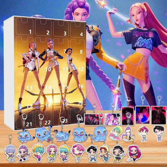 KPop Demon Hunters Advent Calendar Anime Doll Christmas Atmosphere Decorative Gifts New Year 24 Days Countdown Surprise Box Gift