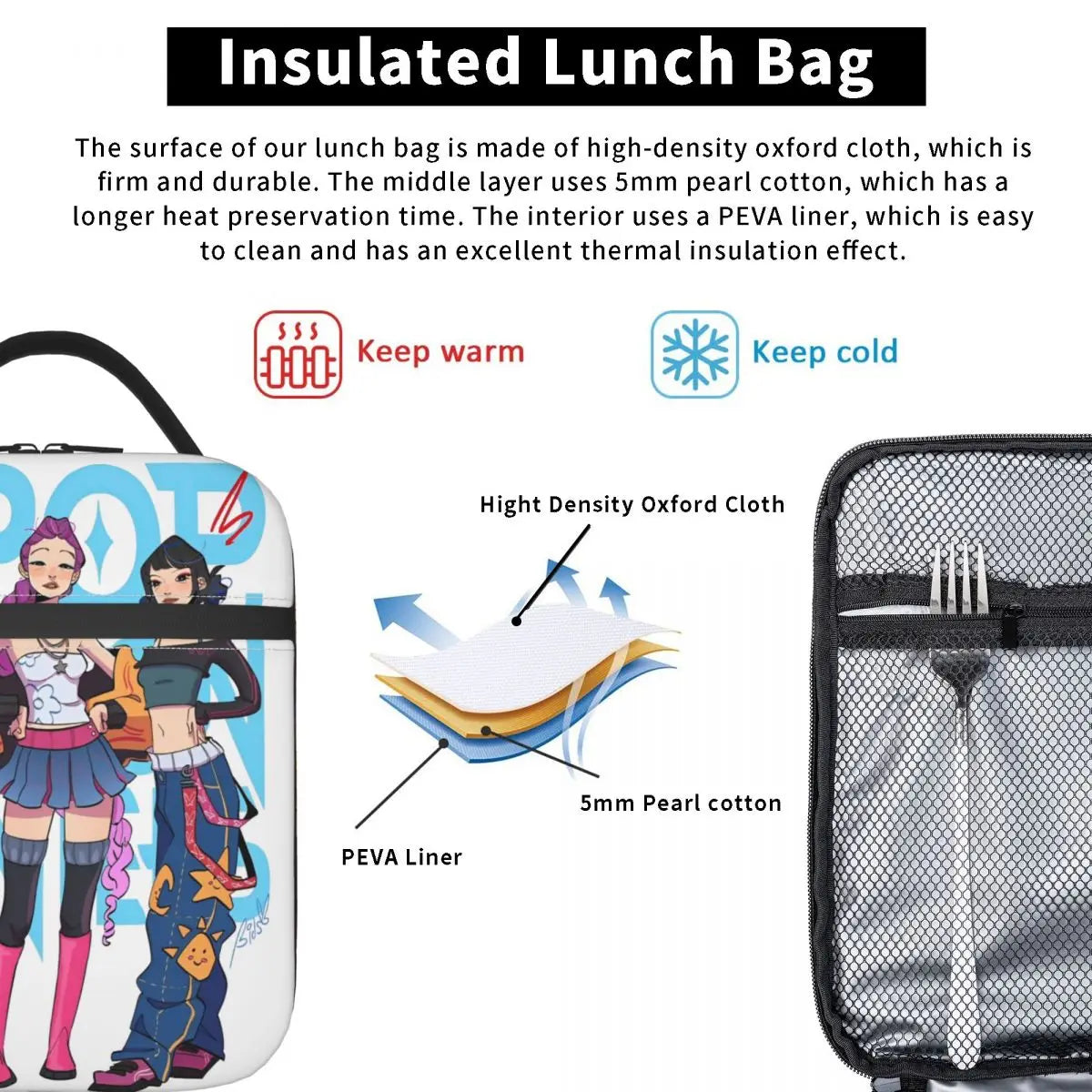 Lunch Boxes KPop Demon Hunters Huntrix Merch Storage Food Box Fashion Cooler Thermal Lunch Box For School