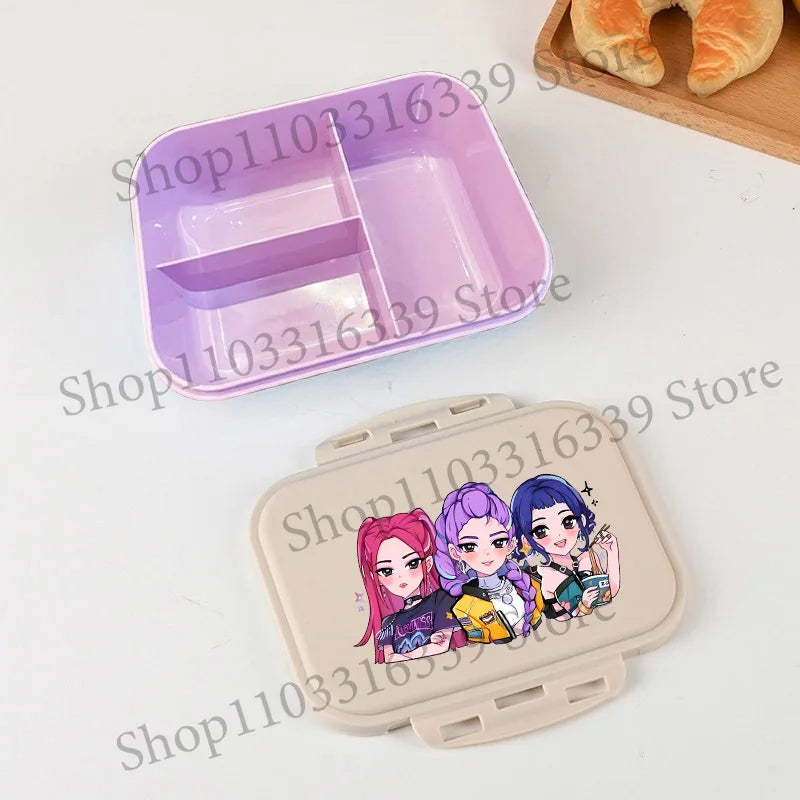 KPop Demon Hunters Lunch Box Cool Girls Portable Bento Box Anime Food Container Available Microwave Heat Kids Toast Boxes Gifts