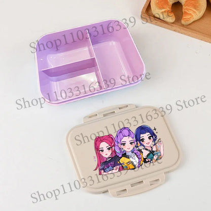 KPop Demon Hunters Lunch Box Cool Girls Portable Bento Box Anime Food Container Available Microwave Heat Kids Toast Boxes Gifts