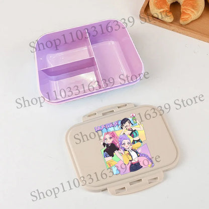 KPop Demon Hunters Lunch Box Cool Girls Portable Bento Box Anime Food Container Available Microwave Heat Kids Toast Boxes Gifts