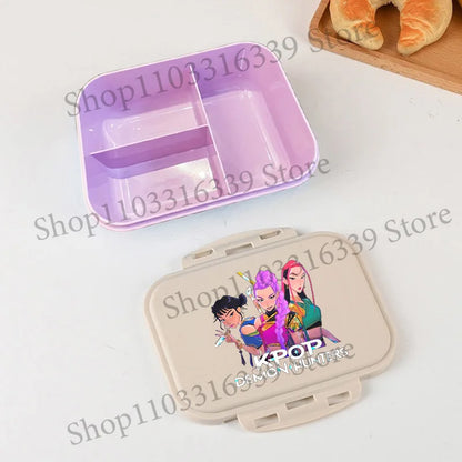 KPop Demon Hunters Lunch Box Cool Girls Portable Bento Box Anime Food Container Available Microwave Heat Kids Toast Boxes Gifts