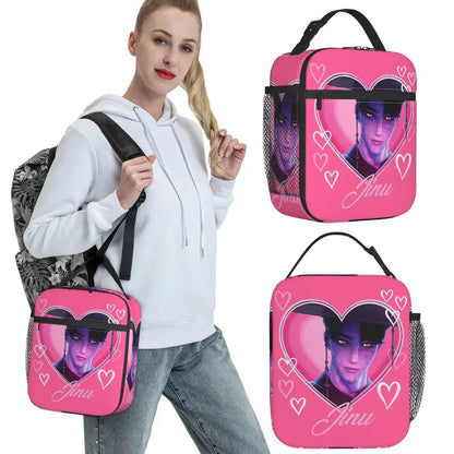 KPOP Demon Hunters Anime Lunch Bag Portable Lunch Box Girls Outdoor Picnic Print Cooler Bag Funny Oxford Tote Food Bags