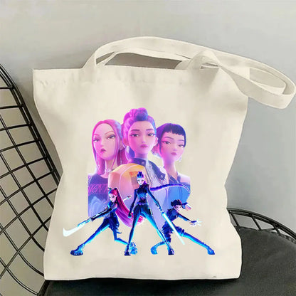 2025 Movie KPop Demon Hunters Canvas Bag Shopping Canvas Shopping Tote Bag Fashion Shopping Bag