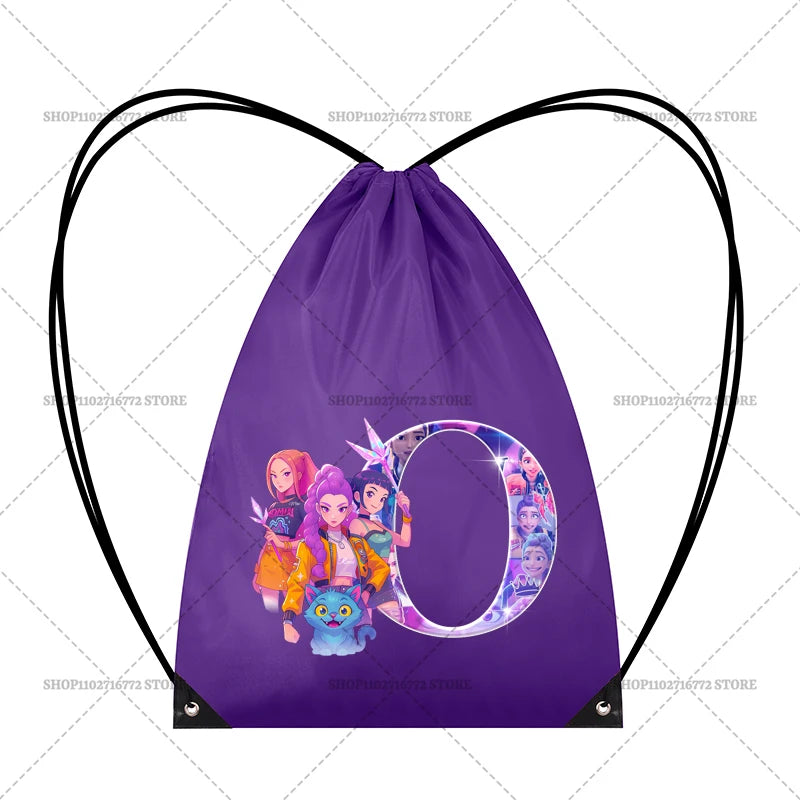 KPop Demon Hunters Backpack Girl Handbag Kawaii Cartoon Printed Bags Large Capacity Waterproof Drawstring Bag Kid Birthday Gifts
