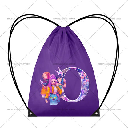 KPop Demon Hunters Backpack Girl Handbag Kawaii Cartoon Printed Bags Large Capacity Waterproof Drawstring Bag Kid Birthday Gifts