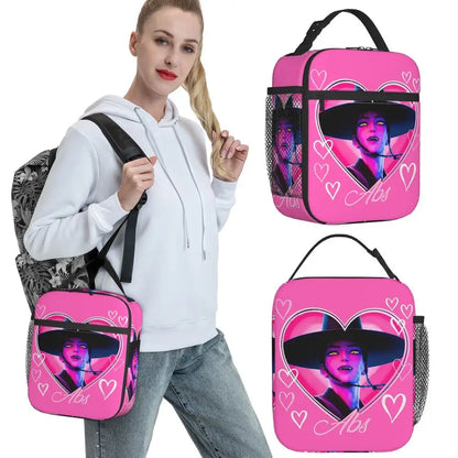 KPOP Demon Hunters Anime Lunch Bag Portable Lunch Box Girls Outdoor Picnic Print Cooler Bag Funny Oxford Tote Food Bags