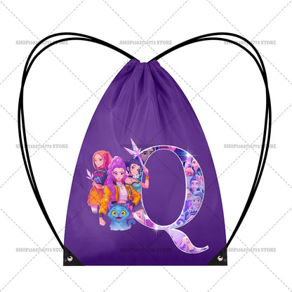 KPop Demon Hunters Backpack Girl Handbag Kawaii Cartoon Printed Bags Large Capacity Waterproof Drawstring Bag Kid Birthday Gifts
